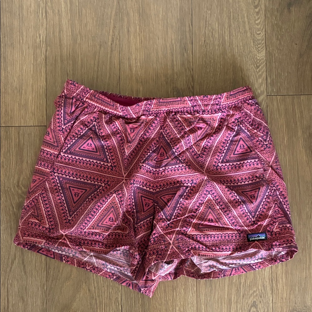 Patagonia Women's Baggies Pink and Red Geometric
